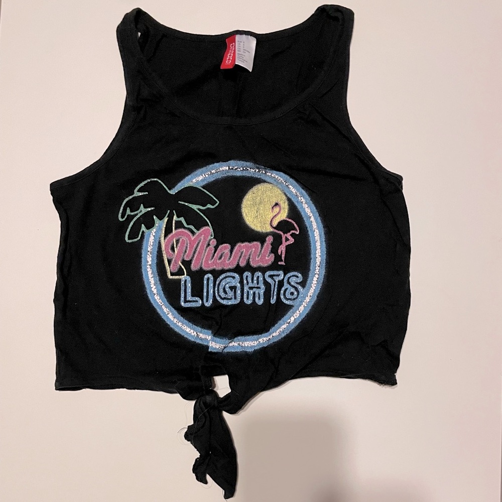 H&M Divided Black Miami Lights Crop Top Size S